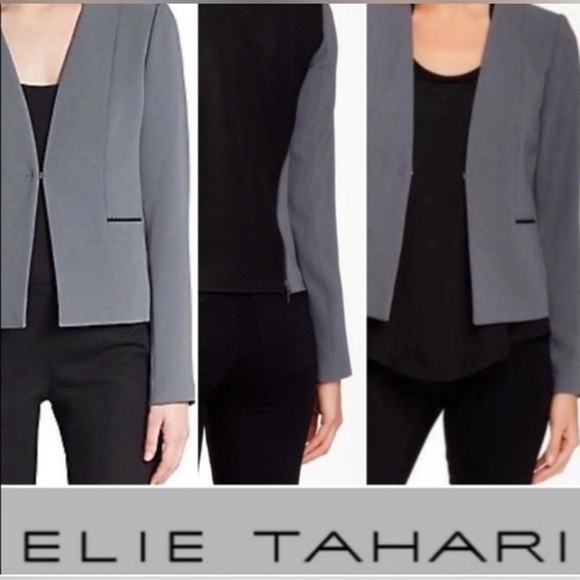 Elie Tahari - Women's Charcoal Blazer size 8 - Picture 4 of 11
